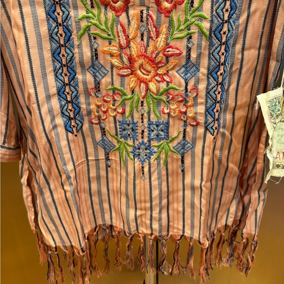 Aratta Pink and Blue Embroidered Blouse - Picture 5 of 9